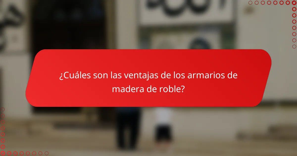 ¿Cuáles son las ventajas de los armarios de madera de roble?