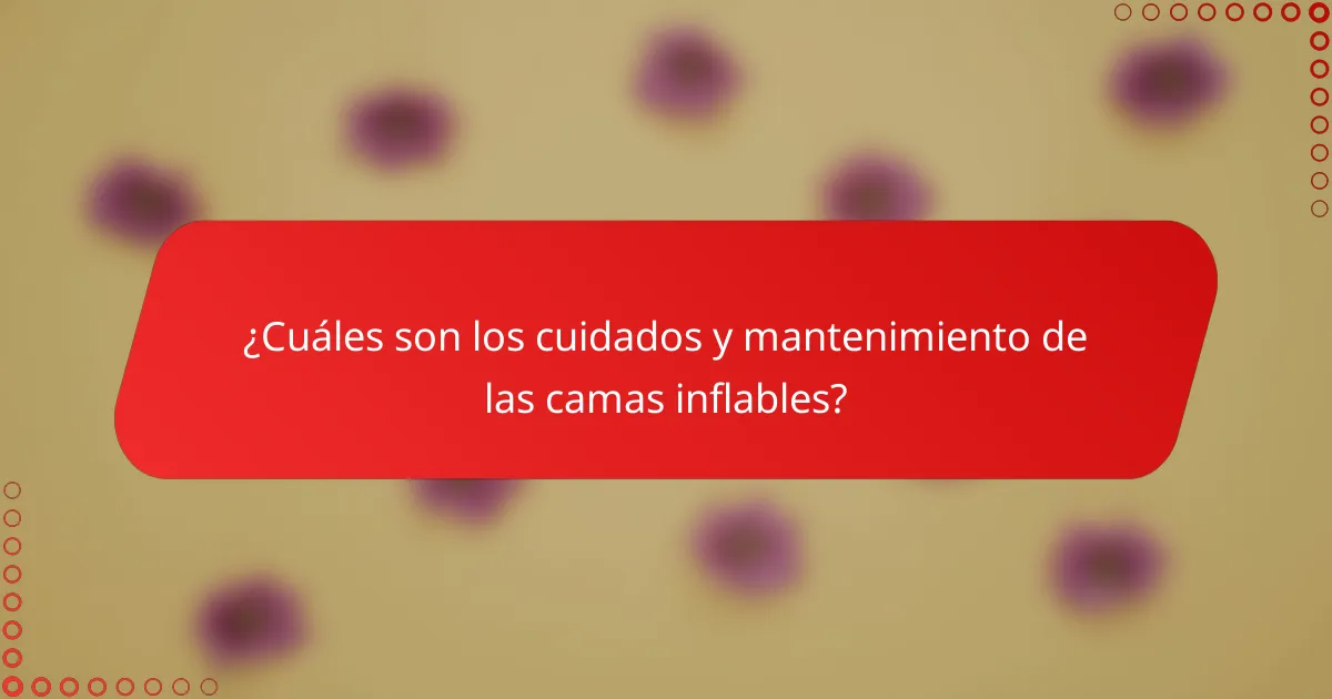 ¿Cuáles son los cuidados y mantenimiento de las camas inflables?
