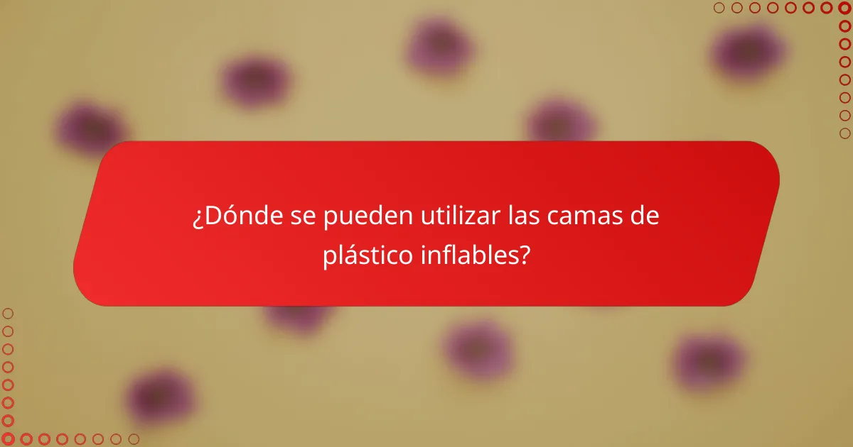 ¿Dónde se pueden utilizar las camas de plástico inflables?