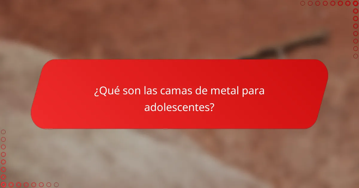 ¿Qué son las camas de metal para adolescentes?